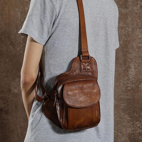 Best Sling Bag for Men Cool Sling Bag Small Sling Bag Leather Chest Bag for Men