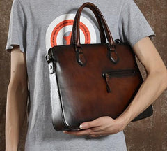 Handmade Leather Mens Cool Messenger Bag Briefcase Work Bag Business Bag Laptop Bag for men