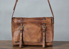 Handmade Leather Mens Cool Shoulder Bag Messenger Bag Chest Bag Bike Bag Cycling Bag for men
