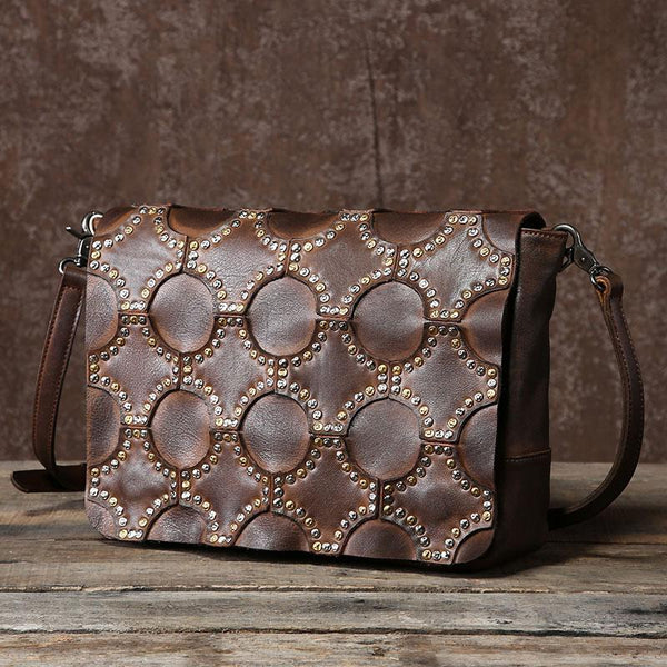 Handmade Leather Mens Cool Shoulder Bag Messenger Bag Chest Bag Bike Bag Cycling Bag for men