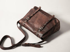 Handmade Leather Mens Cool Shoulder Bag Messenger Bag Chest Bag Bike Bag Cycling Bag for men