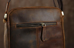 Handmade Leather Mens Cool Small Shoulder Bag Messenger Bag Chest Bag Bike Bag Cycling Bag for men