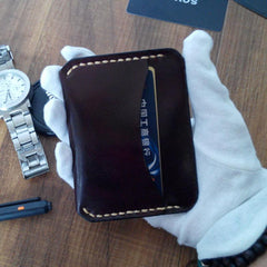 Handmade Leather Mens Slim Front Pocket Wallet Leather Card Wallets  for Men