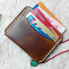 Handmade Leather Mens Slim Front Pocket Wallets Leather Card Wallets for Men