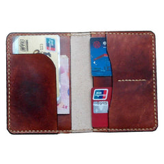 Handmade Leather Mens Small Passport Wallets Travel Wallets for Men