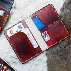 Handmade Leather Mens Small Passport Wallets Travel Wallets for Men