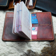 Handmade Leather Mens Small Passport Wallets Travel Wallets for Men