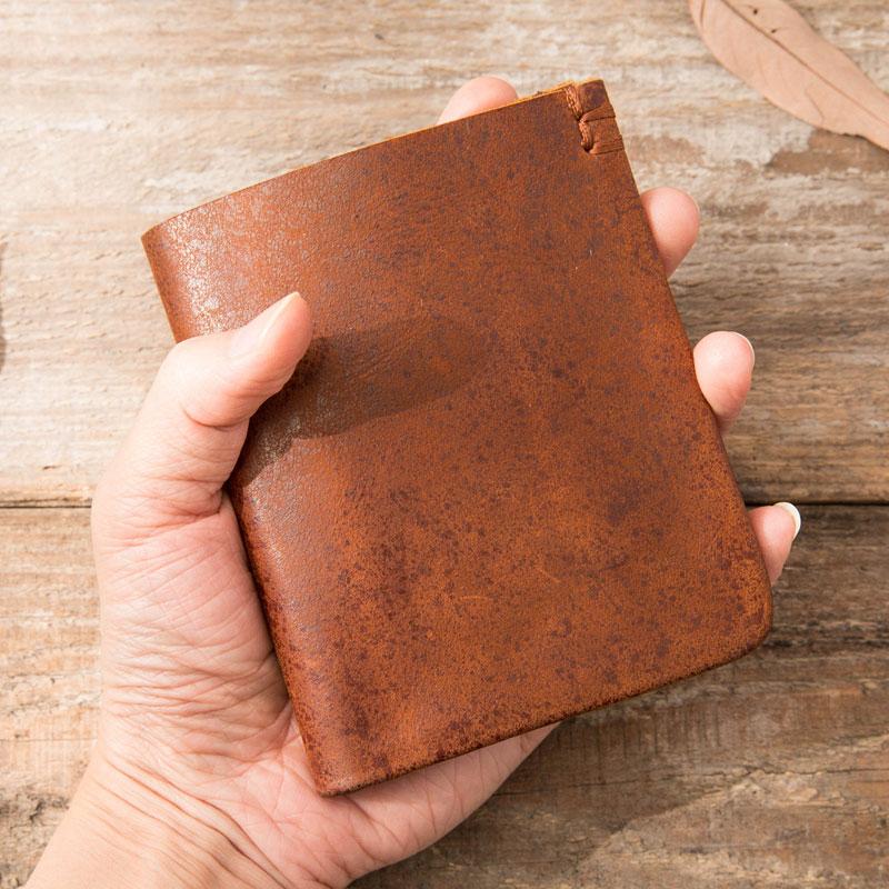 Handmade Leather Mens Small Wallets Bifold Vintage Slim billfold Wallet for Men