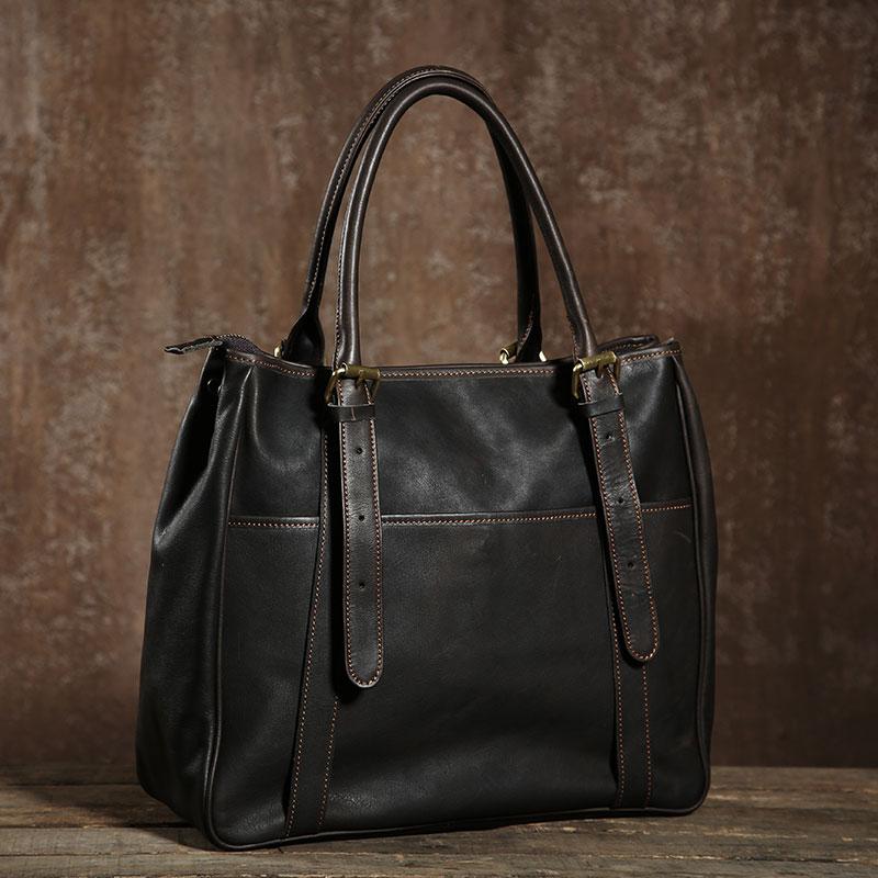 Handmade Leather Mens Tote Bag Cool Handbag Shoulder Bag Work Bag