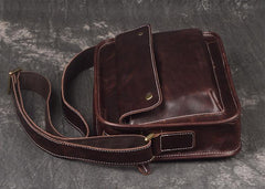Cool Leather Mens Small Messenger Bag Side Bag Small Shoulder Bag For Men
