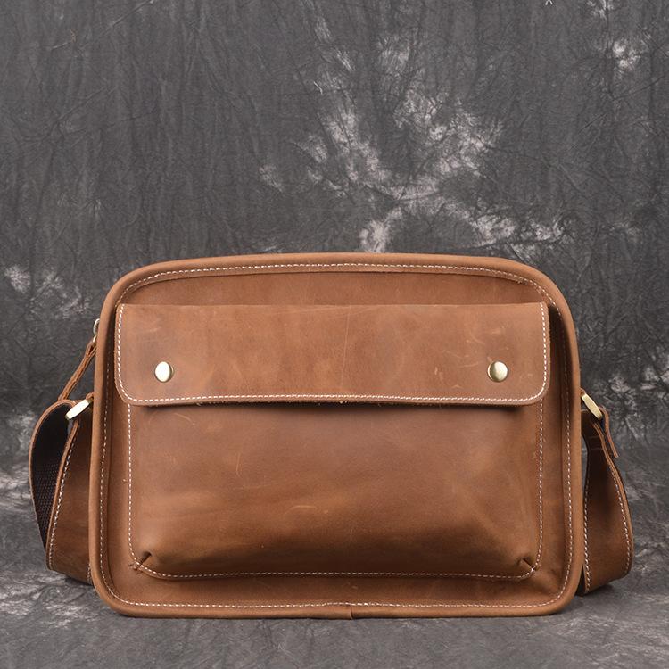 Cool Leather Mens Small Messenger Bag Side Bag Small Shoulder Bag For Men
