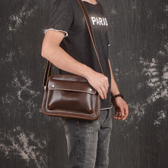 Cool Leather Mens Small Messenger Bag Side Bag Small Shoulder Bag For Men