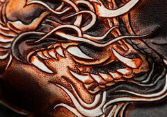 Cool Leather Tooled Chinese Dragon Chain Wallet Mens Biker Wallet Leather Wallet Long Phone Wallets for Men