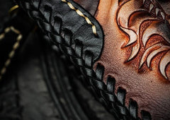 Cool Leather Tooled Chinese Dragon Chain Wallet Mens Biker Wallet Leather Wallet Long Phone Wallets for Men