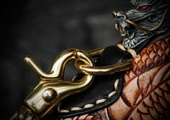 Cool Leather Tooled Chinese Dragon Chain Wallet Mens Biker Wallet Leather Wallet Long Phone Wallets for Men