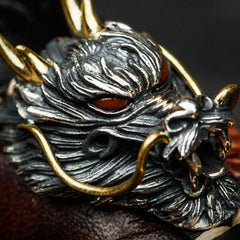 Cool Leather Tooled Chinese Dragon Chain Wallet Mens Biker Wallet Leather Wallet Long Phone Wallets for Men