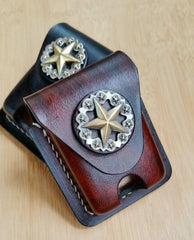 Brown Leather Classic Zippo Lighter Case Handmade Zippo Lighter Pouch with Belt Clip For Men