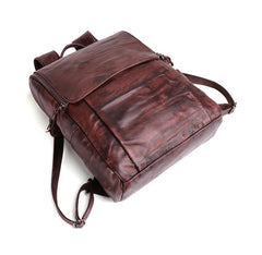 Handmade Cool Leather Men's Backpack Travel Backpack 14inch Computer Backpack For Men