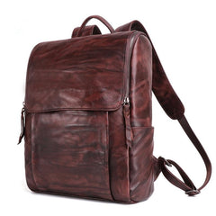 Handmade Cool Leather Men's Backpack Travel Backpack 14inch Computer Backpack For Men