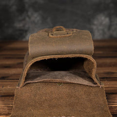 Vintage Black Leather Men's Belt Pouch Cell Phone Holster Belt Bags For Men