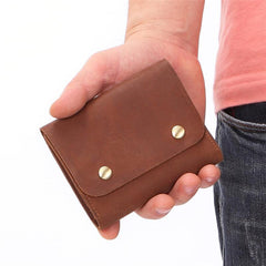 Vintage Brown Leather Men's Small Trifold Key Wallet Card Wallet Short Wallet For Men