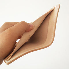 Handmade Vertical Mens Leather Beige billfold Small Wallet Cool Small Slim Bifold Wallets for Men