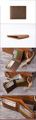 Vintage Brown Leather Men's Small Bifold Wallet Black Slim billfold Wallet For Men