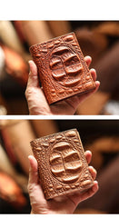 Cool Vertical Dark Brown Leather Mens billfold Wallet Bifold Small Wallet Front Pocket Wallet For Men