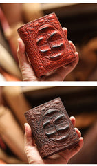 Cool Vertical Dark Brown Leather Mens billfold Wallet Bifold Small Wallet Front Pocket Wallet For Men