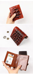 Cool Vertical Dark Brown Leather Mens billfold Wallet Bifold Small Wallet Front Pocket Wallet For Men