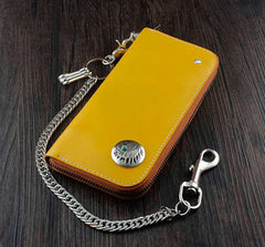 Cool Leather Men's Long Wallet with Chain Biker Chain Wallet Biker Wallet For Men