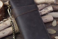 Vintage leather biker trucker wallet leather chain men Vintage long wallet for Men