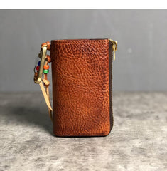 Handmade Cool Leather Mens Black Key Wallet Car Key Holder Brown Card Holder for Men