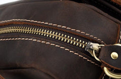 Vintage Brown Leather Mens Small Side Bag Tablet Bag Belt Bag Camera Bag For Men