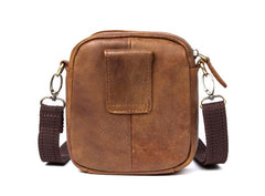 Khaki Leather Mens Cool Mini Messenger Bag Courier Bag Belt Pouch Waist Bag for men