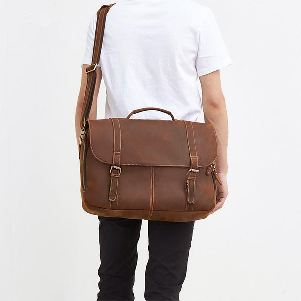 LEATHER MENS BRIEFCASE 14inch Professional WORK BAG Handbag FOR MEN