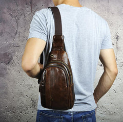 COOL LEATHER MENS SLING BAG One Shoulder Backpack CHEST BAG FOR MEN