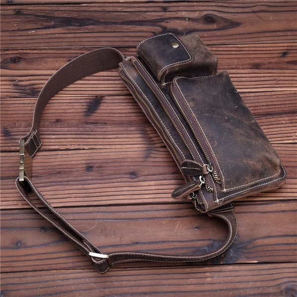 Cool LEATHER MENS FANNY PACK BUMBAG Vintage WAIST BAG FOR MEN