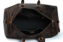Large Leather Mens Barrel Overnight Bags Weekender Bag Travel Bags For Men