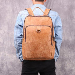 Vintage Brown Leather Men's Backpack School Backpack College Backpack For Men
