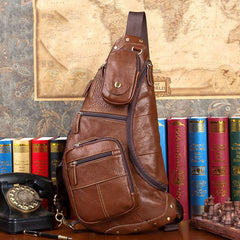 Leather Mens Cool Sling Bag Crossbody Bag Chest Bag for men