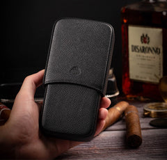 Cool Black Leather 3pcs Cigar Case Classic Leather Cigars Case for Men