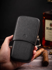 Cool Black Leather 3pcs Cigar Case Classic Leather Cigars Case for Men