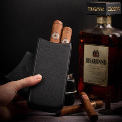 Cool Black Leather 3pcs Cigar Cases Classic Leather Cigars Cases for Men