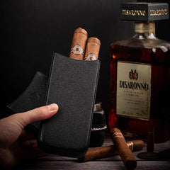 Cool Black Leather 3pcs Cigar Case Classic Leather Cigars Case for Men