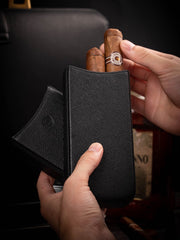 Cool Black Leather 3pcs Cigar Case Classic Leather Cigars Case for Men