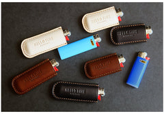 Best Yellow Handmade Leather BIC J3 Lighter Holder Case Leather BIC J5 Case For Men