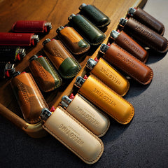 Best Red Handmade Leather BIC J3 Lighter Holder Case Leather BIC J5 Case For Men