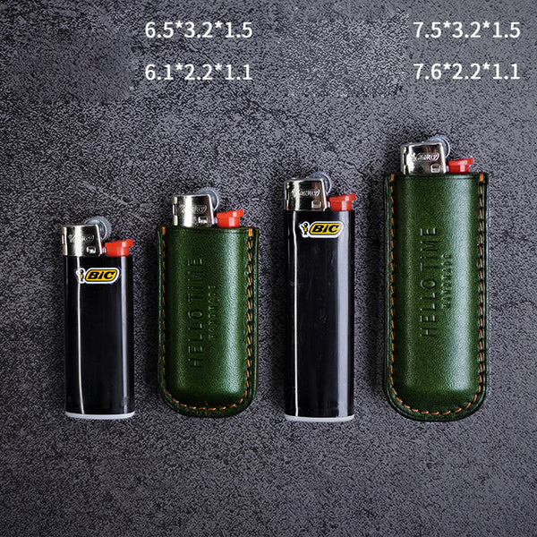 Best Green Handmade Leather BIC J3 Lighter Holder Case Leather BIC J5 Lighter Case For Men