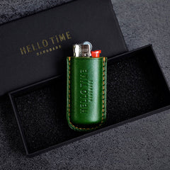 Best Green Handmade Leather BIC J3 Lighter Holder Case Leather BIC J5 Lighter Case For Men